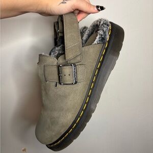 Dr. Martens Grey Buckle Strap Mules
